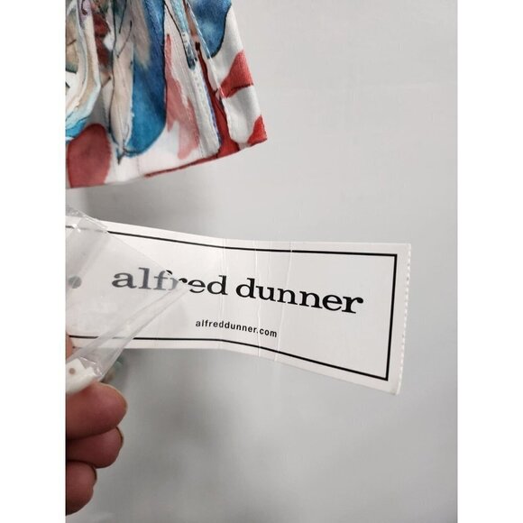 Alfred Dunner Womens Tunic Top Size 16 Multi Leaf Print Crochet 3/4 Sleeve NWT - Picture 5 of 10